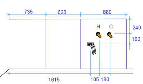 Drawing of the sink cabinet.